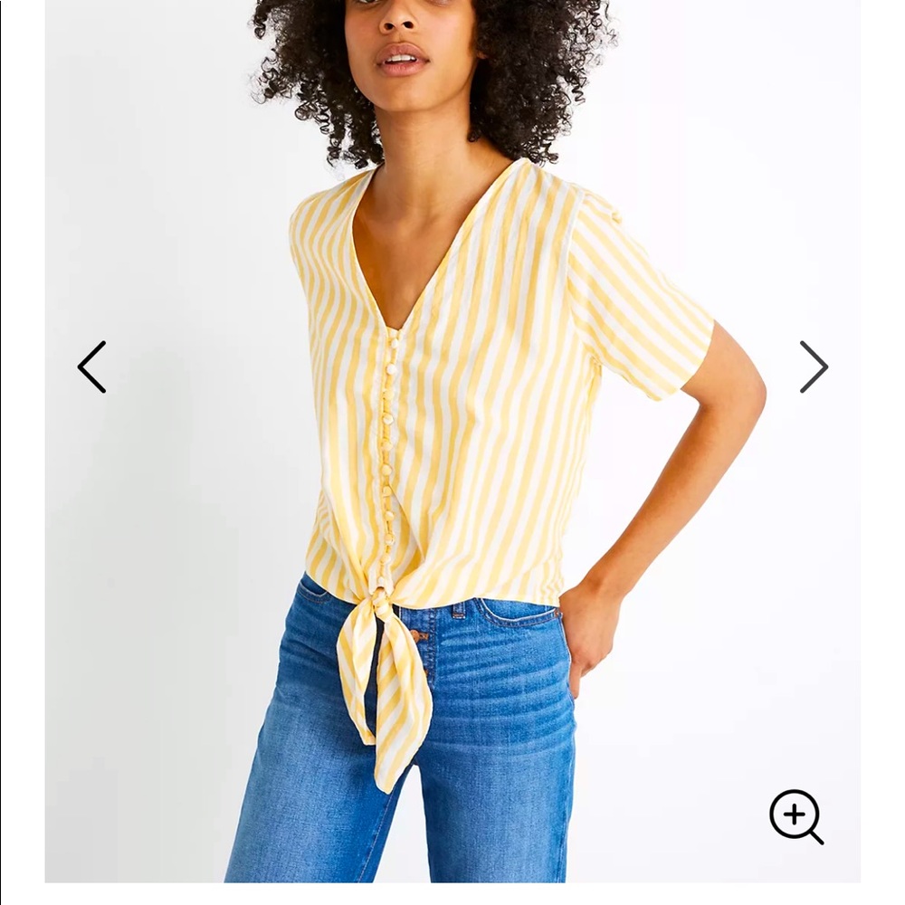 short sleeve button spring tie top Madewell